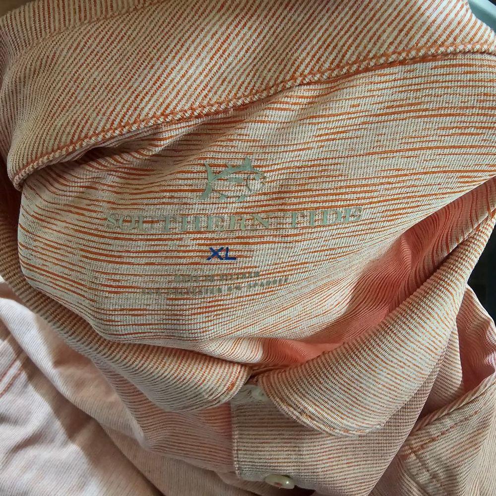 Southern Tide Orange White Stripe Polo Shirt XL - Picture 7 of 11